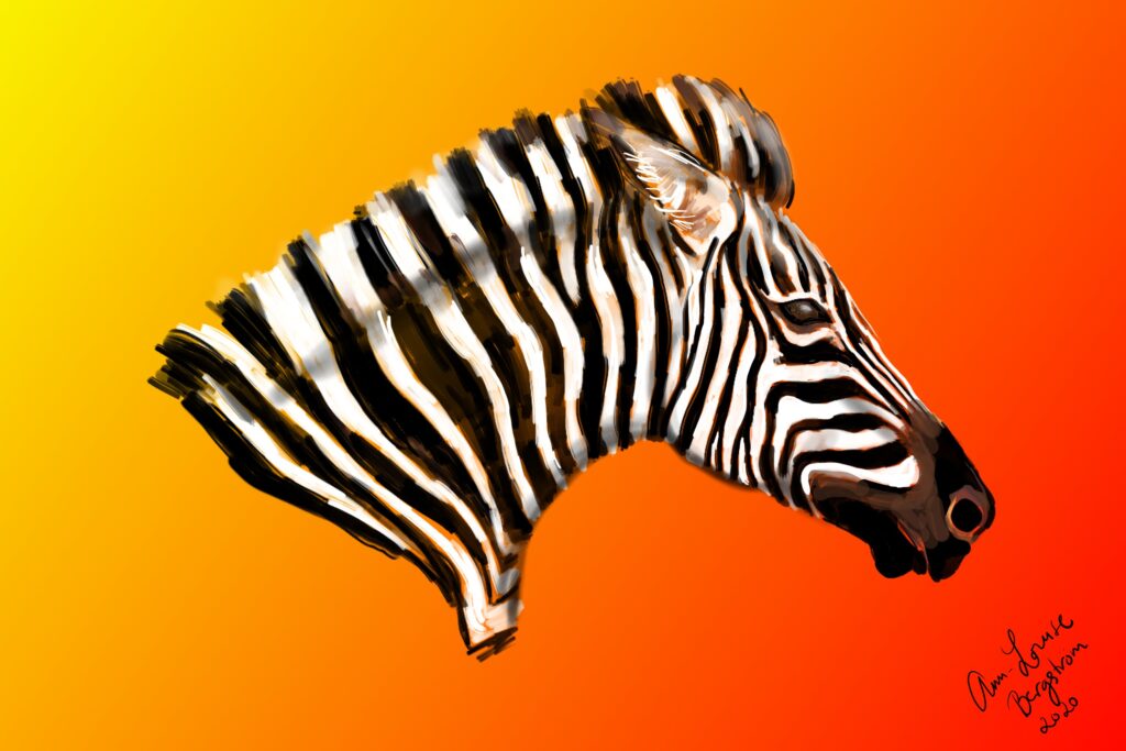 Zebra digital art Ann-Louise Bergström